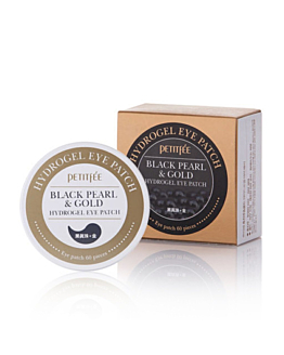 Petitfee Black Pearl & Gold Hydrogel Eye Patch, Hydrożelowe płatki pod oczy z czarną perłą i naturalnym złotem, 60szt