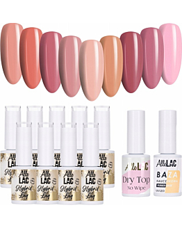 AlleLac Business Woman Zestaw 9 Lakierów Hybrydowych Do Paznokci 5g Baza Top