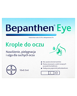 Bepanthen Eye, Nawilżenie, pielęgnacja i ulga dla suchych oczu, Krople do oczu, Pojemniki jednodawkowe