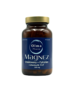 Olma Pharm  Magnez chelatowany+cytrynian z witaminą B6 P-5-P 100 kapsułek