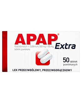 Apap Extra 500 mg + 65 mg 50 Tabletek powlekanych 