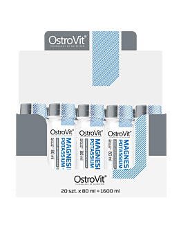 OstroVit Magnesium Potassium + B6 Shot 20 x 80 ml o smaku cytrynowo-limonkowo-winogronowym