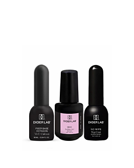 Didier Lab Zestaw do paznokci: ultramocna baza do hybryd i żeli octagon + żel budujący w butelce milky pink + top hybrydowy super połysk