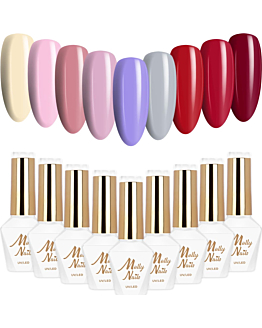 MollyNails Glamour Women Zestaw 9 Lakierów Hybrydowych Do Paznokci 8g