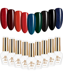 MollyNails Elite Women Zestaw 9 Lakierów Hybrydowych Do Paznokci 8g