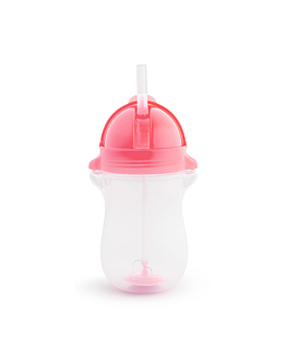 Munchkin Kubek niekapek ze słomką, różowy, 296 ml