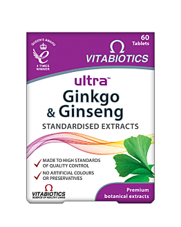Vitabiotics Ginkgo & Giseng z Miłorzębem Japońskim i Żeń-Szeniem, tabletki