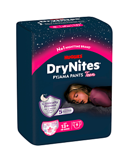 Huggies DryNites Girls Majtki na noc dla dziewczynek 13+, 9 szt.