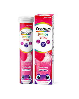 Centrum Vital Junior Smak Truskawkowy Bez cukru Tabl. musujące, 20 szt.