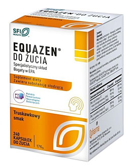 Equazen, Suplement diety z olejem z ryb morskich i z wiesiołka, Kapsułki do żucia, Smak truskawkowy