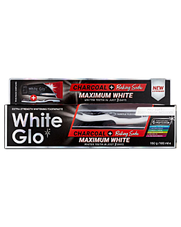 White Glo Charcoal + Baking Soda Maximum White Toothpaste wybielająca pasta do zębów, 150g/100ml + szczoteczka