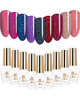 MollyNails Duo Flashing Lights Zestaw 9 Lakierów Hybrydowych Do Paznokci 8g