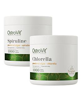 OstroVit Chlorella VEGE 1000 tabletek + Spirulina VEGE 1000 tabletek