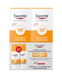 Eucerin Zestaw Sun Protection: Pigment Control, Krem przeciwsłoneczny do twarzy, SPF50+ 2x50ml