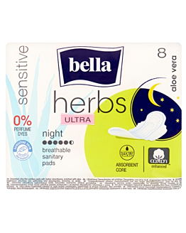 Bella Herbs Ultra Night Podpaski ultracienkie, 8 sztuk