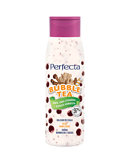 Perfecta Bubble Tea, balsam do ciała Silne nawilżenie Imbir, Kora cynamonu + Herbata Kombucha, 400 ml