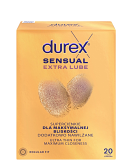 Durex Sensual Extra Lube Prezerwatywy, 20 szt.
