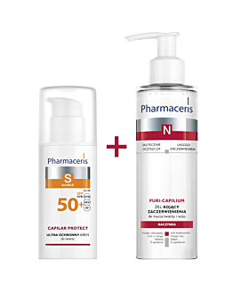 Pharmaceris Zestaw (Krem S Capilar Protect SPF50+ + Żel do mycia twarzy N Puri-Capilium)