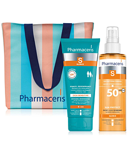 Pharmaceris Zestaw (Olejek S Sun Protect SPF50+ + Balsam po opalaniu + Torba plażowa)