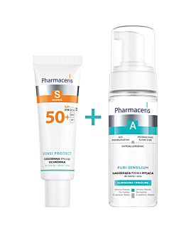 Pharmaceris Zestaw (Krem S Sensi Protect SPF50+ + Pianka do mycia twarzy A Puri-Sensilium)