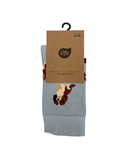 Life Calzini in cotone Cocker Spaniel blu, taglia 35-38