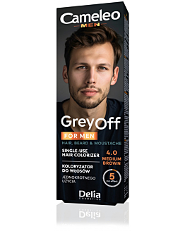 Delia Cameleo Men Grey Off Colorazione per capelli bustina 2x15 ml, 4.0 Castano Medio