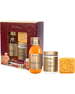 Stara Mydlarnia Zestaw Golden Spice: Żel 100ml + masło 100ml + Kostka do kąpieli 70g