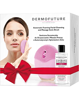 Dermofuture Spazzola Sonica con Schiumatore, Rosa con Gel 3 in 1