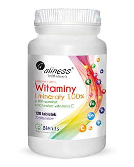 Aliness Witaminy i Minerały z Żeńszeniem NAT Vit.C, tabletki, 120 szt.