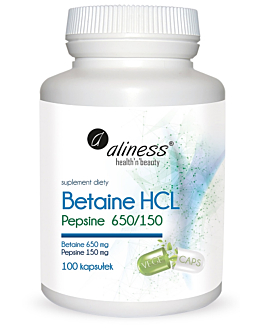 Aliness Betanina HCL z Pepsyną 650/150, kapsułki, 100 szt.