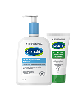 Zestaw Cetaphil Emulsja Micelarna 500 ml + Cetaphil DA Ultra Krem Intensywnie Nawilżający 85 g