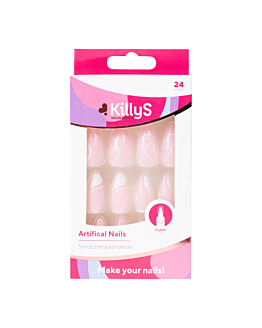 Killys Sztuczne paznokcie Swirl Pink White