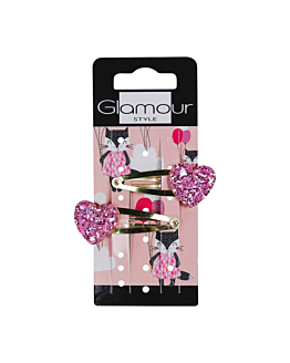 Glamour Kids Spinki do włosów brokatowe serduszka 2 szt.