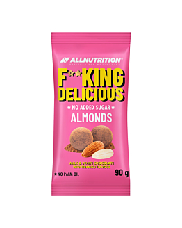Allnutrition Fitking Delicious Almonds - mleczna i biała czekolada o smaku tiramisu