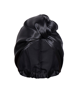 Cat & Cat Jedwabny Turban Dwustronny, Regulowany Czarny