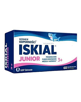Iskial Junior, Wsparcie odporności dla dzieci od 3. roku życia, Kapsułki do żucia, Smak cytrynowy
