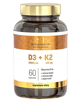 Noble Health D3+ K2 z Oliwą z Oliwek 30 Kapsułek Miękkich