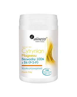 Aliness Cytrynian magnezu bezwodny 100% z B6 (P-5-P) Proszek, 250 g