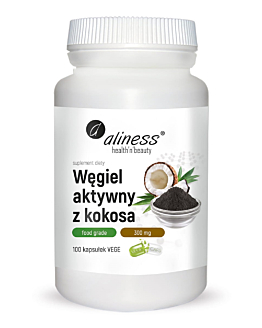 Aliness Węgiel Aktywny z Kokosa Food Grade 300 mg, kapsułki, 100 szt.