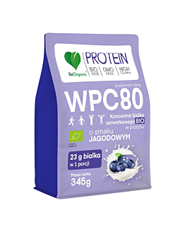 Be Organic Białko Serwatkowe WPC 80 Jagoda Bio, proszek 345 g