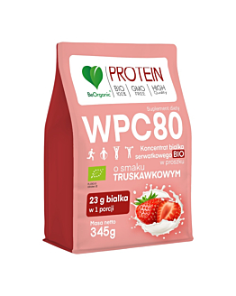 Be Organic Białko Serwatkowe WPC 80 Truskawka Bio, proszek 345 g