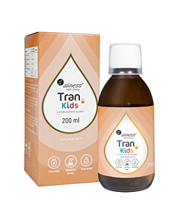Aliness Tran (Olej z dorsza) Kids  + Wit. A Smak pomarańczowy, 200 ml
