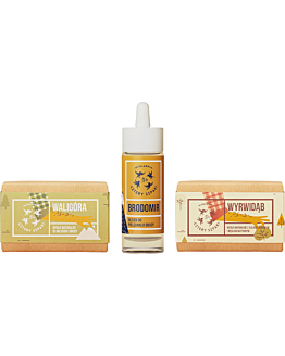 Mydlarnia Cztery Szpaki Set Trio Coraggioso: olio + sapone per capelli e barba + sapone per il corpo