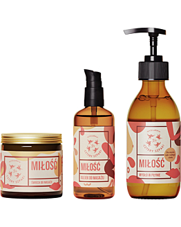 Mydlarnia Cztery Szpaki Set Amore 2: sapone liquido + candela da massaggio + olio da massaggio