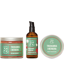 Mydlarnia Cztery Szpaki Set Fragola e Verbena 1: olio da massaggio + scrub + mousse per il corpo