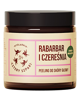 Mydlarnia Cztery Szpaki Peeling do skóry głowy z kwasem migdałowym Rabarbar i Czereśnia, 120 ml