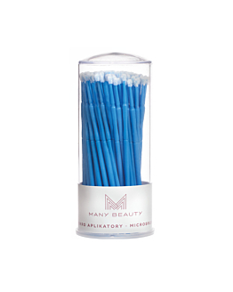 Many Beauty Microbrush - mikroaplikatory do rzęs - precyzyjne 100 sztuk kolor: niebieski rozmiar: L - 2,5 mm