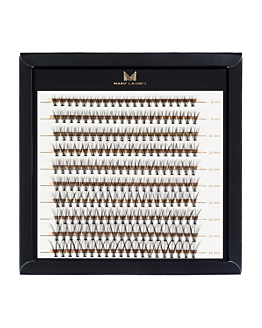 Many Lashes Superblack 14D Master Box Zestaw kępek rzęs do makijażu 8-14 mm Skręt C - naturalny skręt