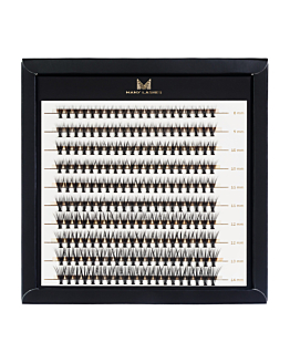 Many Lashes Superblack 20D Master Box Zestaw kępek rzęs do makijażu 8-14 mm Skręt C - naturalny skręt