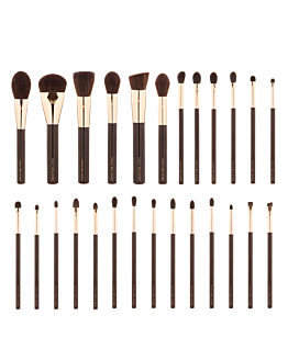 Many Brushes Chocolate Zestaw 26 profesjonalnych pędzli do makijażu, naturalne włosie, akrylowa rączka